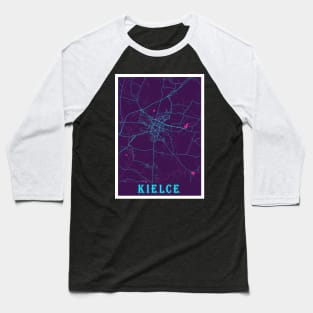 Kielce Neon City Map Baseball T-Shirt